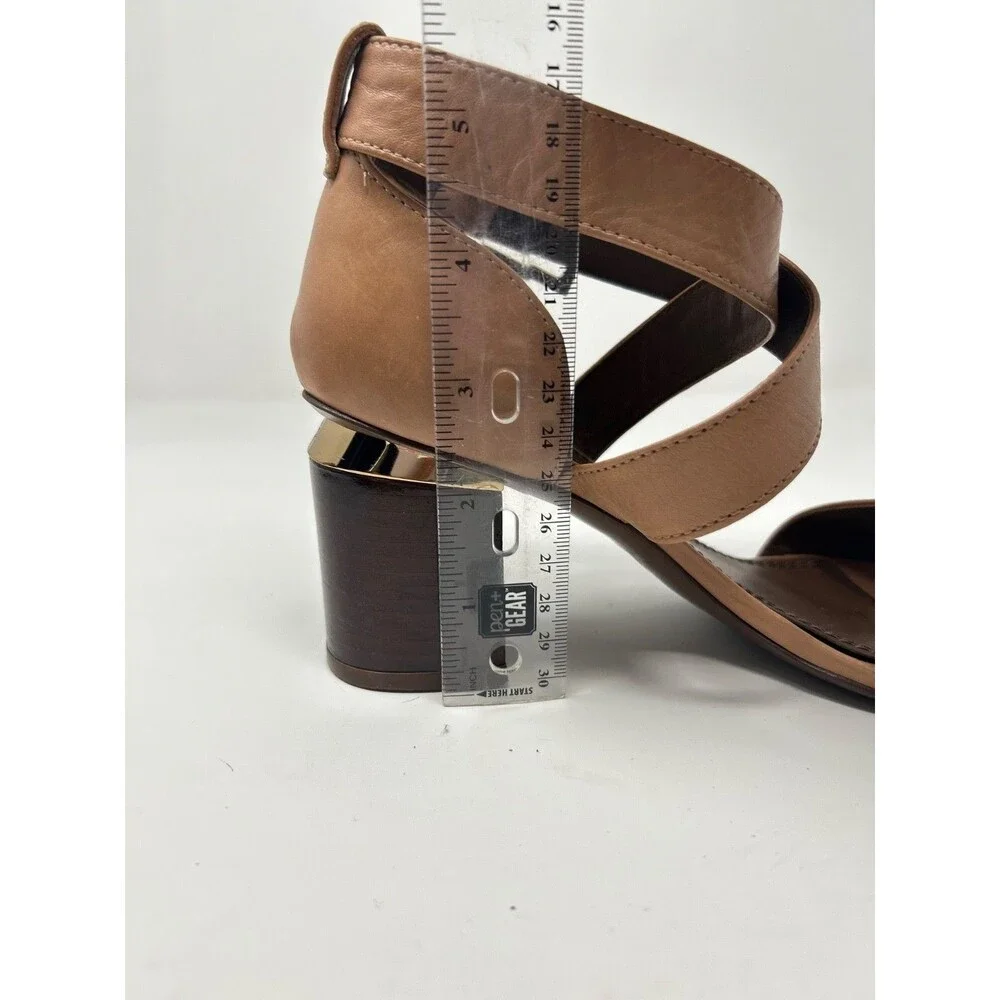 Tory Burch Delany Strappy Heels Open Toe Leather Sandals Block Heel Sz 6.5